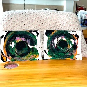 Set of Two, New, Original Paintings, Hand Crafted by Me, “Dragon Eyes”, Acrylic